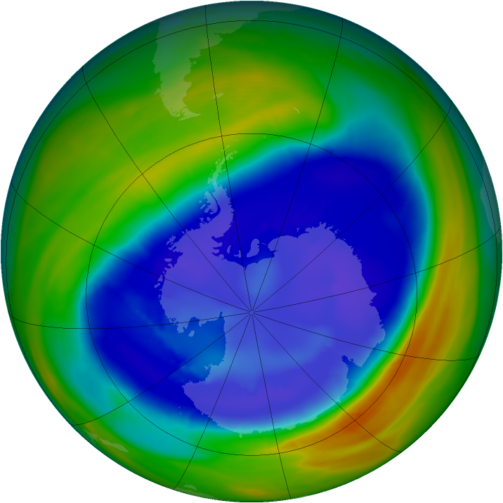 Antarctic ozone map for 05 September 2007